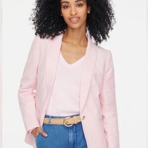 J Crew Women's Linen-Blend One Button Pink Blazer